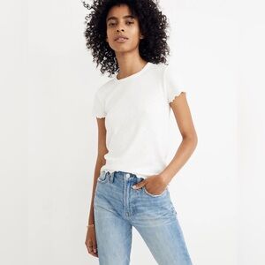 Madewell White Lettuce Edge Baby Tee, M, NWT